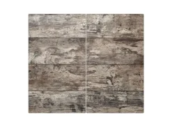 Banjado Herdabdeckplatte Glas 2 Teilig Je 30x52CM Schneidebrett Herdabdeckung Mit Motiv Alte Planken