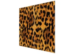 Banjado Herdabdeckplatte Glas 2 Teilig Je 30x52CM Schneidebrett Herdabdeckung Mit Motiv Leopard