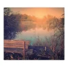 Banjado Herdabdeckplatte Glas 1 Teilig 60x52CM Schneidebrett Herdabdeckung Mit Motiv Bank Am See