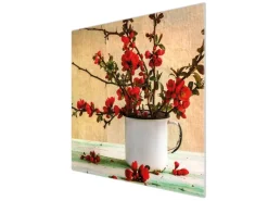 Banjado Herdabdeckplatte Glas 1 Teilig 60x52CM Schneidebrett Herdabdeckung Mit Motiv Berberitzen