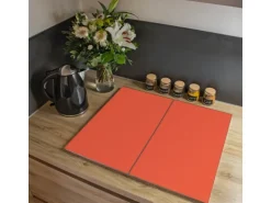 Banjado Herdabdeckplatte Glas 2 Teilig Je 30x52CM Schneidebrett Herdabdeckung Mit Motiv Orange