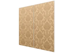 Banjado Herdabdeckplatte Glas 2 Teilig Je 30x52CM Schneidebrett Herdabdeckung Mit Motiv Tapete Beige