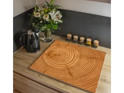Banjado Herdabdeckplatte Glas 1 Teilig 60x52CM Schneidebrett Herdabdeckung Mit Motiv Baumstamm