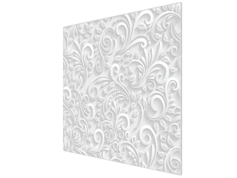 Banjado Herdabdeckplatte Glas 1 Teilig 60x52CM Schneidebrett Herdabdeckung Mit Motiv White Swirl