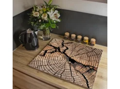 Banjado Herdabdeckplatte Glas 2 Teilig Je 30x52CM Schneidebrett Herdabdeckung Mit Motiv Zeichen Der Zeit