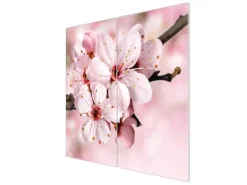 Banjado Herdabdeckplatte Glas 2 Teilig Je 30x52CM Schneidebrett Herdabdeckung Mit Motiv Japanische Kirsche