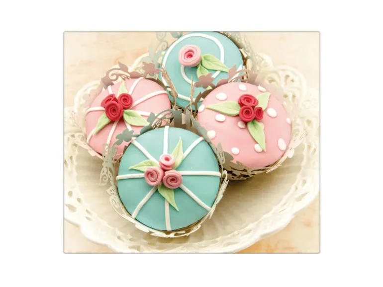 Banjado Herdabdeckplatte Glas 1 Teilig 60x52CM Schneidebrett Herdabdeckung Mit Motiv Cupcakes