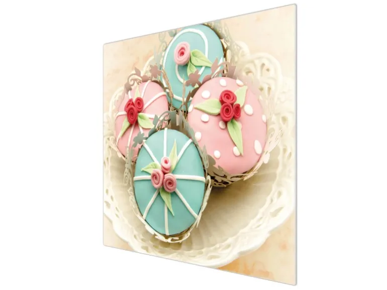 Banjado Herdabdeckplatte Glas 1 Teilig 60x52CM Schneidebrett Herdabdeckung Mit Motiv Cupcakes