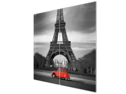 Banjado Herdabdeckplatte Glas 2 Teilig Je 30x52CM Schneidebrett Herdabdeckung Mit Motiv Paris