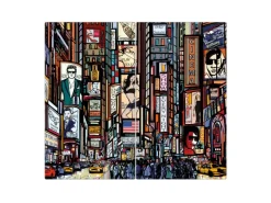 Banjado Herdabdeckplatte Glas 2 Teilig Je 30x52CM Schneidebrett Herdabdeckung Mit Motiv New York Show