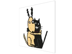 Banjado Herdabdeckplatte Glas 1 Teilig 60x52CM Schneidebrett Herdabdeckung Mit Motiv Beste Freunde Immer