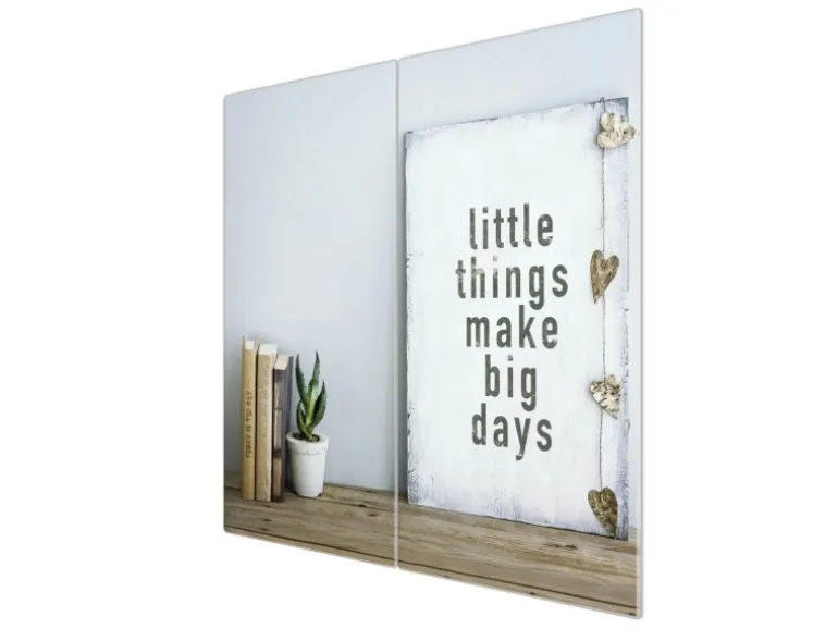 Banjado Herdabdeckplatte Glas 2 Teilig Je 30x52CM Schneidebrett Herdabdeckung Mit Motiv Little Things