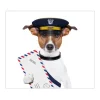 Banjado Herdabdeckplatte Glas 1 Teilig 60x52CM Schneidebrett Herdabdeckung Mit Motiv Postbote Jack Russel