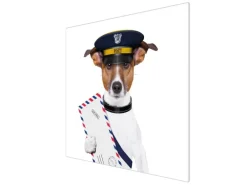 Banjado Herdabdeckplatte Glas 1 Teilig 60x52CM Schneidebrett Herdabdeckung Mit Motiv Postbote Jack Russel