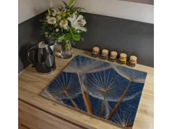 Banjado Herdabdeckplatte Glas 1 Teilig 60x52CM Schneidebrett Herdabdeckung Mit Motiv Verblüht