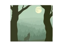 Banjado Herdabdeckplatte Glas 1 Teilig 60x52CM Schneidebrett Herdabdeckung Mit Motiv Heulender Wolf