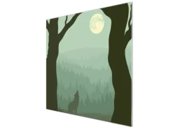 Banjado Herdabdeckplatte Glas 1 Teilig 60x52CM Schneidebrett Herdabdeckung Mit Motiv Heulender Wolf