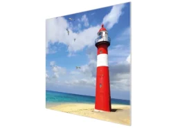 Banjado Herdabdeckplatte Glas 1 Teilig 60x52CM Schneidebrett Herdabdeckung Mit Motiv Leuchtturm Westkapelle