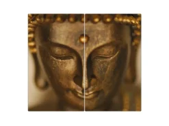 Banjado Herdabdeckplatte Glas 2 Teilig Je 30x52CM Schneidebrett Herdabdeckung Mit Motiv Buddha Gold