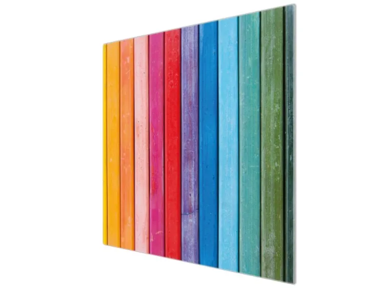 Banjado Herdabdeckplatte Glas 1 Teilig 60x52CM Schneidebrett Herdabdeckung Mit Motiv Regenbogenfarben