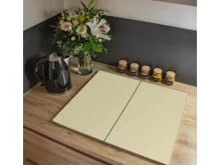 Banjado Herdabdeckplatte Glas 2 Teilig Je 30x52CM Schneidebrett Herdabdeckung Mit Motiv Beige