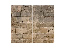 Banjado Herdabdeckplatte Glas 2 Teilig Je 30x52CM Schneidebrett Herdabdeckung Mit Motiv Steinwand Antik