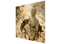Banjado Herdabdeckplatte Glas 1 Teilig 60x52CM Schneidebrett Herdabdeckung Mit Motiv Sitzender Buddha