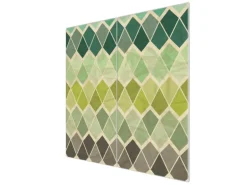 Banjado Herdabdeckplatte Glas 2 Teilig Je 30x52CM Schneidebrett Herdabdeckung Mit Motiv Vier Farben Grün