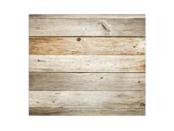 Banjado Herdabdeckplatte Glas 1 Teilig 60x52CM Schneidebrett Herdabdeckung Mit Motiv Graues Holz
