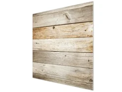 Banjado Herdabdeckplatte Glas 1 Teilig 60x52CM Schneidebrett Herdabdeckung Mit Motiv Graues Holz