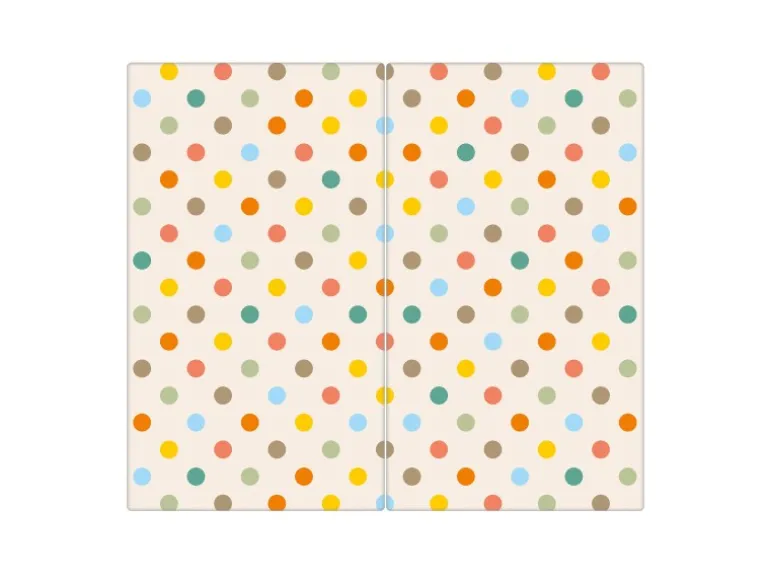 Banjado Herdabdeckplatte Glas 2 Teilig Je 30x52CM Schneidebrett Herdabdeckung Mit Motiv Bunte Punkte