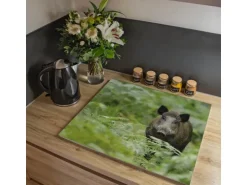 Banjado Herdabdeckplatte Glas 1 Teilig 60x52CM Schneidebrett Herdabdeckung Mit Motiv Wildschwein