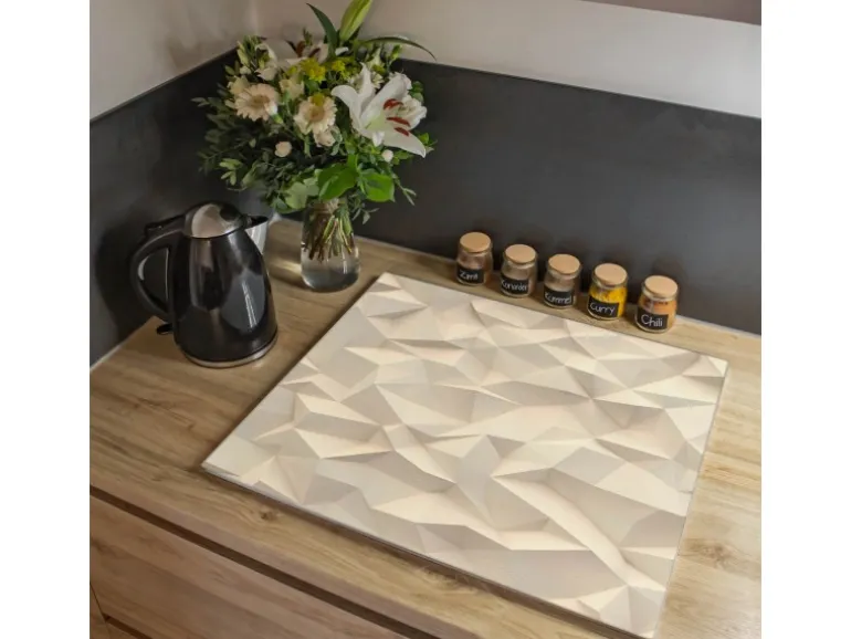 Banjado Herdabdeckplatte Glas 1 Teilig 60x52CM Schneidebrett Herdabdeckung Mit Motiv Steinwand 2