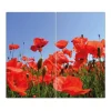 Banjado Herdabdeckplatte Glas 2 Teilig Je 30x52CM Schneidebrett Herdabdeckung Mit Motiv Mohnblumen