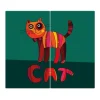 Banjado Herdabdeckplatte Glas 2 Teilig Je 30x52CM Schneidebrett Herdabdeckung Mit Motiv Orange Katze