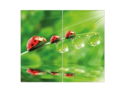 Banjado Herdabdeckplatte Glas 2 Teilig Je 30x52CM Schneidebrett Herdabdeckung Mit Motiv Für Jeden Einen