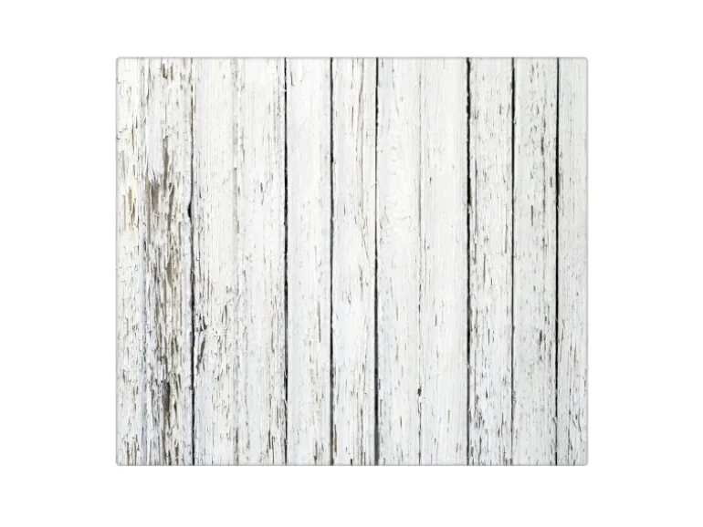 Banjado Herdabdeckplatte Glas 1 Teilig 60x52CM Schneidebrett Herdabdeckung Mit Motiv Weißer Bretterzaun