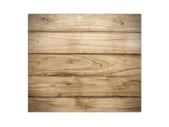 Banjado Herdabdeckplatte Glas 1 Teilig 60x52CM Schneidebrett Herdabdeckung Mit Motiv Holzplanken