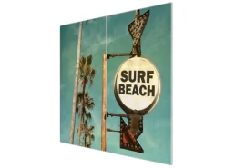 Banjado Herdabdeckplatte Glas 2 Teilig Je 30x52CM Schneidebrett Herdabdeckung Mit Motiv Surf Beach