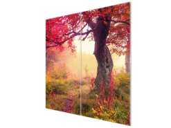 Banjado Herdabdeckplatte Glas 2 Teilig Je 30x52CM Schneidebrett Herdabdeckung Mit Motiv Lichtung Im Herbst
