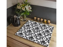 Banjado Herdabdeckplatte Glas 2 Teilig Je 30x52CM Schneidebrett Herdabdeckung Mit Motiv Barock