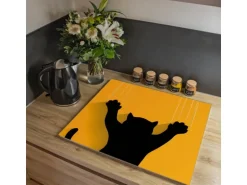 Banjado Herdabdeckplatte Glas 1 Teilig 60x52CM Schneidebrett Herdabdeckung Mit Motiv Scratch