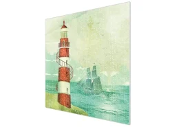 Banjado Herdabdeckplatte Glas 1 Teilig 60x52CM Schneidebrett Herdabdeckung Mit Motiv Alter Leuchtturm