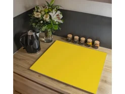 Banjado Herdabdeckplatte Glas 1 Teilig 60x52CM Schneidebrett Herdabdeckung Mit Motiv Sonnengelb