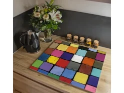 Banjado Herdabdeckplatte Glas 2 Teilig Je 30x52CM Schneidebrett Herdabdeckung Mit Motiv Bunte Kreide