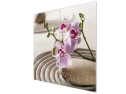 Banjado Herdabdeckplatte Glas 2 Teilig Je 30x52CM Schneidebrett Herdabdeckung Mit Motiv Zen Relax