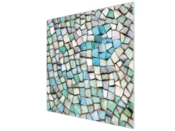 Banjado Herdabdeckplatte Glas 1 Teilig 60x52CM Schneidebrett Herdabdeckung Mit Motiv Mosaik Blau