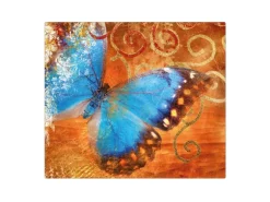Banjado Herdabdeckplatte Glas 1 Teilig 60x52CM Schneidebrett Herdabdeckung Mit Motiv Schmetterling