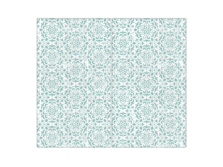 Banjado Herdabdeckplatte Glas 2 Teilig Je 30x52CM Schneidebrett Herdabdeckung Mit Motiv Muster Getupft Blau