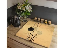 Banjado Herdabdeckplatte Glas 1 Teilig 60x52CM Schneidebrett Herdabdeckung Mit Motiv Zwiebel Vintage